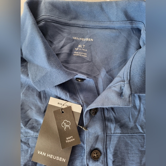 NEW Van Heusen Blue Short Sleeve Polo Shirt , Size XL TALL - Picture 3 of 6